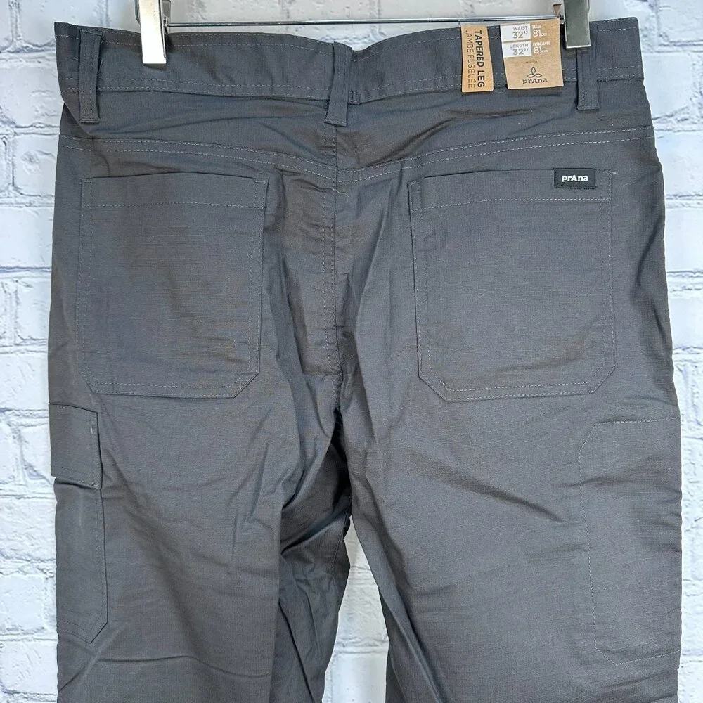prAna Men's Double Peak‎ Ripstop Tapered Leg Pant, Size W32 x L32, Charcoal
